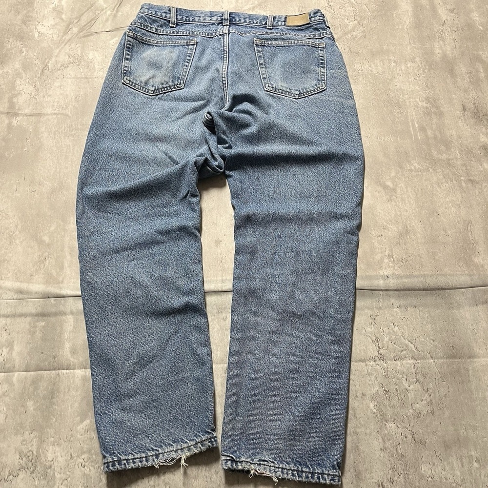 Vintage LL Bean Mens Red Plaid Flannel Jeans Size 32x30 Relaxed Fit USA Made - Picture 8 of 13